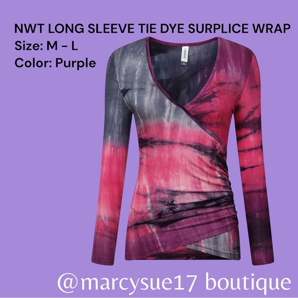 🦋 🆕 NWT SURPLICE WRAP TIE DYE LONG SLEEVE TOP 🚨💥 PRICE ⬇️ 💥🚨